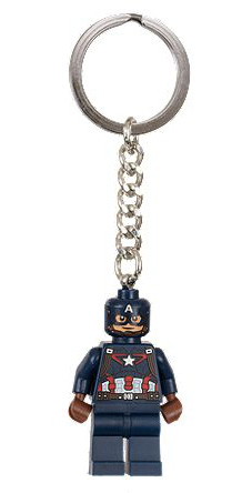 Captain America (Civil War version) Key Chain with Lego Logo Tile, Modified 3 x 2 Curved with Hole