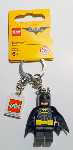 Batman Dark Bluish Gray Suit with Yellow Belt Key Chain with Lego Logo Tile, Modified 3 x 2 Curved with Hole (The LEGO Batman Movie Version)