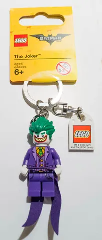 The Joker with Green Hair Key Chain with Lego Logo Tile, Modified 3 x 2 Curved with Hole (The LEGO Batman Movie Version)