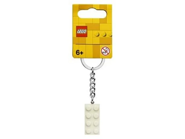 2 x 4 Brick - White with Iridescent Coating Key Chain