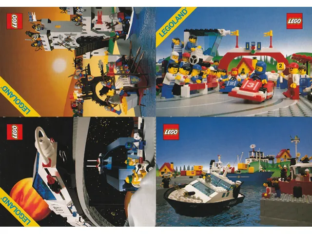 Postcard - Various Theme Postcards, Sheet of 4 - Town, Space, Castle