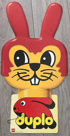 Display Sign Hanging, Duplo Bunny / Rabbit Head with Whiskers, Double-Sided