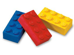 Eraser, LEGO Brick Eraser Set of 3 (Blue, Red & Yellow)