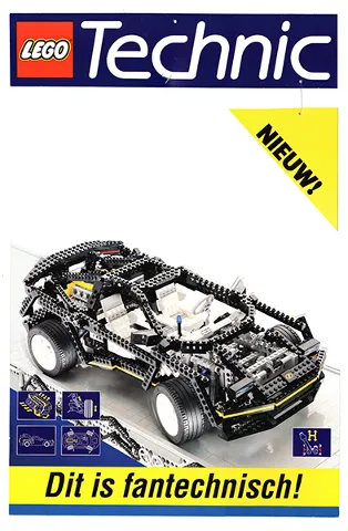 Display Sign Hanging, Technic 8880 Super Car, Three-Part, Double-Sided