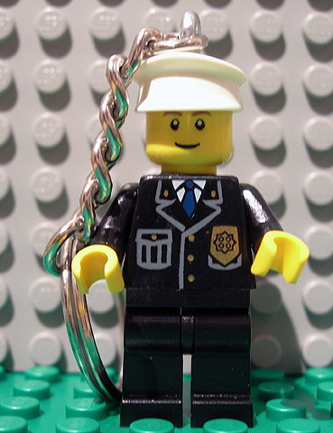 Police Officer Key Chain, Gold Badge and Blue Tie