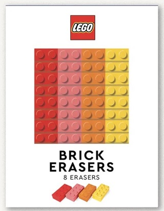 Eraser, LEGO Brick Erasers Set of 8 (Red, Coral, Orange, Yellow)