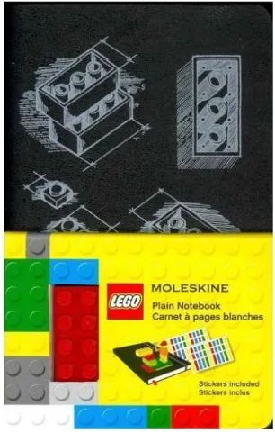 Notebook, Plain Brick Blueprints Pattern (Moleskine) with Stickers (Black)