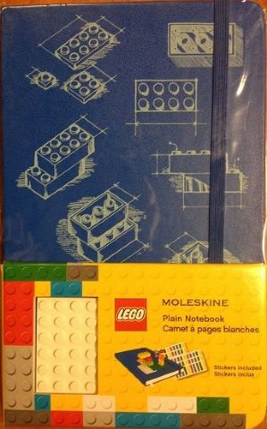 Notebook, Plain Brick Blueprints Pattern (Moleskine) with Stickers (Blue)