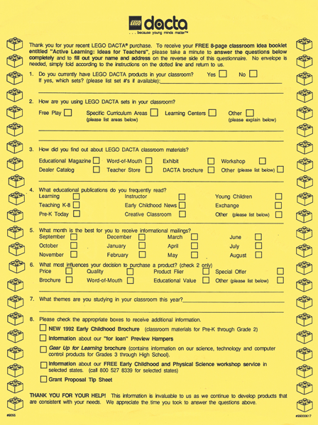 Survey Included with Set 9055