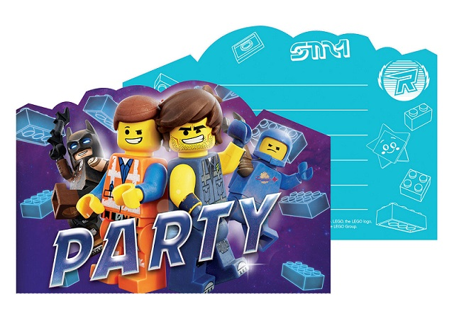 Party Invitations, The LEGO Movie 2 - 8 with Envelopes