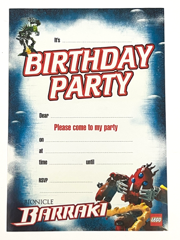 Birthday Party Invitation Sheet - Bionicle Barraki