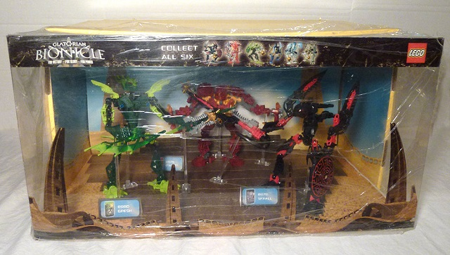 Display Assembled Set, Large Plastic Case Light and Sound with Bionicle Glatorian (shows 8978, 8979, 8980)