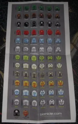 Sticker Sheet, Bionicle Kanohi Masks Collectors Stamp Sheet
