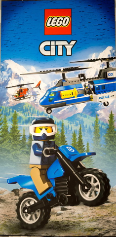 Display Flag Cloth, City Mountain Police Officer on Motorcycle Double-Sided