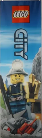 Display Flag Cloth, City Mining, Miner with Rock Crystal and Pickaxe