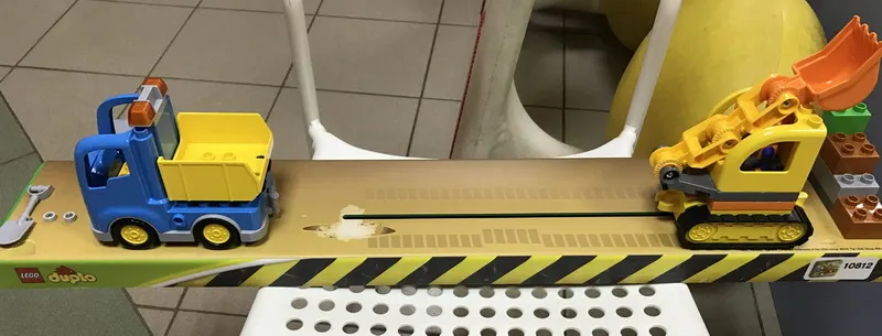 Display Assembled Model, Duplo Truck and Tracked Excavator