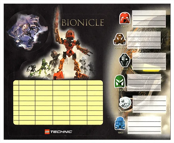 Sticker Sheet, Bionicle images with note spaces, 8 on 23cm x 19cm sheet