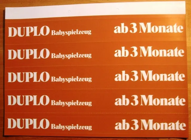 Sticker Sheet, Duplo Babyspielzeug for Retail Display Shelves