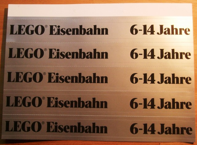 Sticker Sheet, LEGO Eisenbahn for Retail Display Shelves