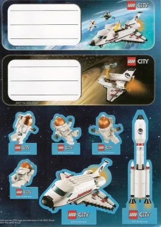 Sticker Sheet, City Space Shuttle - Sheet of 8 Stickers