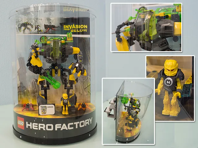 Display Assembled Set, Hero Factory Set 44022 in Plastic Case with mounts