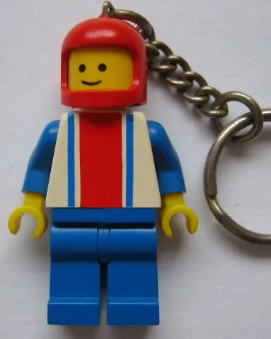 Race Car Driver Vertical Lines Torso Key Chain - Twisted Metal Chain with small ring, no LEGO logo on back