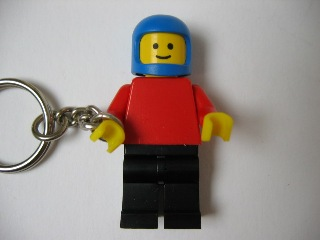 Race Car Driver Plain Red Torso Key Chain - Glued Arms, Chain Attached to Right Wrist