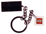 2 x 4 Brick - Black Key Chain with 2 x 2 Square Lego Logo Tile