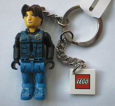 Jack Stone, Blue Pants and Vest with Black Shirt Key Chain with 2 x 2 Square Lego Logo Tile