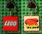 Lego Logo / Duplo on 5 x 5 Clear Plastic - Square Key Chain