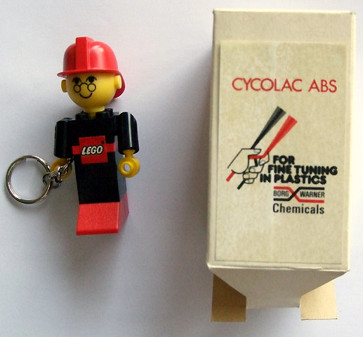 Homemaker Figure / Maxifigure Key Chain, Fireman with LEGO Logo Pattern (Sticker) - Cycolac ABS Promotional