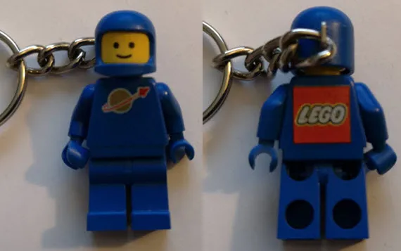 Classic Space Blue Figure Key Chain with LEGO Logo on Back