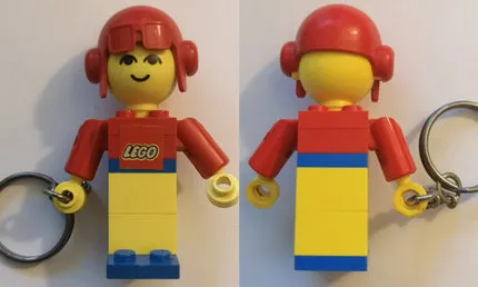 Homemaker Figure / Maxifigure Key Chain, Male with Aviator Helmet with LEGO Logo Pattern (Sticker)