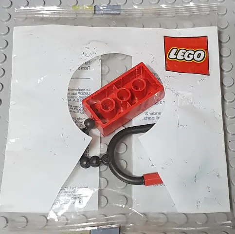 2 x 4 Brick - Red Key Chain with Black Plastic Chain