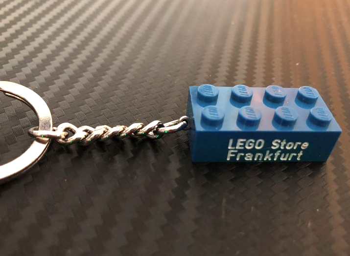 2 x 4 Brick - Blue Key Chain, 'LEGO Store Frankfurt'