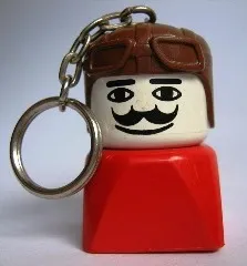 Man with Aviator Hat Key Chain - Straight Metal Chain