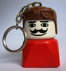 Man with Aviator Hat Key Chain - Straight Metal Chain