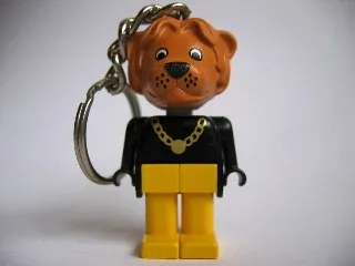 Lion with Necklace and White Eyes Key Chain - Twisted Metal Chain, no LEGO Logo on Back