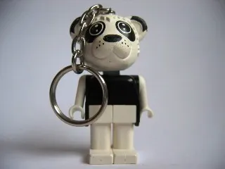 Panda 1 Black Torso and White Arms Key Chain - Straight Metal Chain, no LEGO Logo on Back