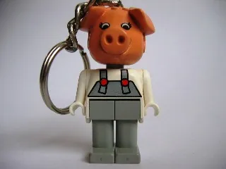Pig 7 Key Chain - Twisted Metal Chain, Red LEGO Logo on Back