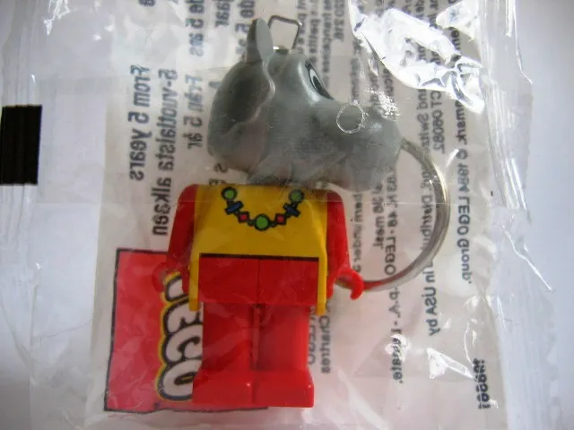 Hippo 2 with collar Key Chain - Twisted Metal Chain, Red LEGO Logo on Back