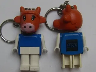 Cow Key Chain - Straight Metal Chain, black LEGO Logo on Back