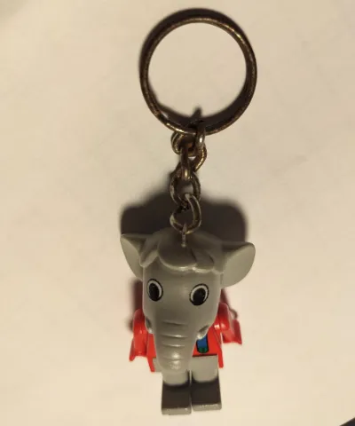 Elephant 3 Key Chain - Twisted Metal Chain, Red LEGO Logo on Back