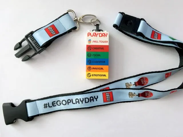 Key Neck Strap with '#LEGOPLAYDAY' Pattern and Complete Skill Tower Bricks (Play Day 2018)