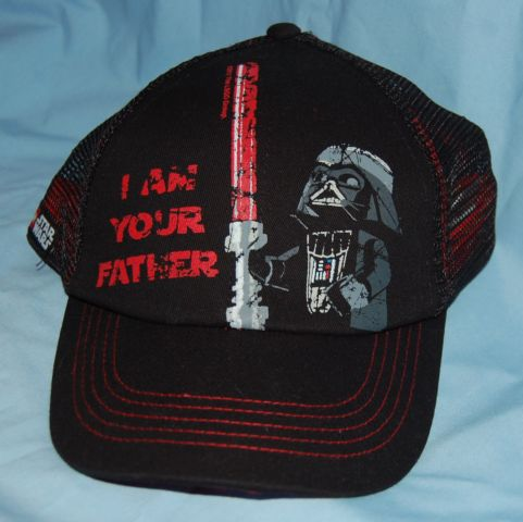Ball Cap, Star Wars, Cartoon Darth Vader with Red Lightsaber and 'I Am Your Father' Pattern