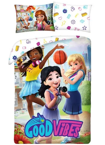 Bedding, Duvet Cover and Pillowcase (140 x 200 cm) - Friends Good Vibes