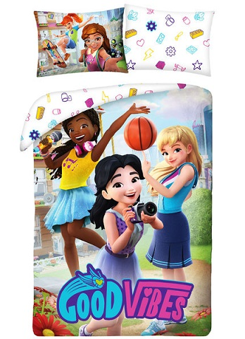 Bedding, Duvet Cover and Pillowcase (140 x 200 cm) - Friends Good Vibes