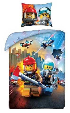 Bedding, Duvet Cover and Pillowcase (140 x 200 cm) - Fireman - Sky Police