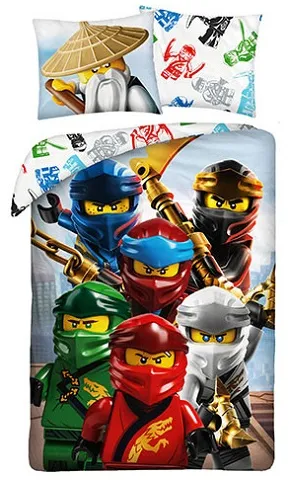 Bedding, Duvet Cover and Pillowcase - NINJAGO 7 Figures with Sensei Wu Pillowcase