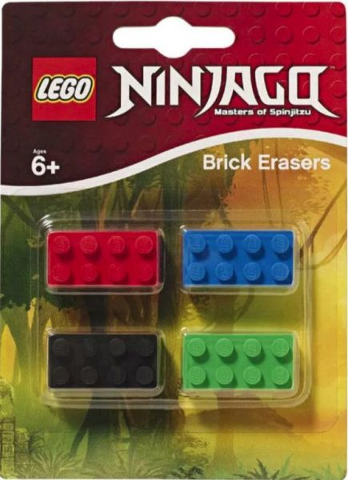 Eraser, NINJAGO Brick Eraser Set of 4 (Red, Blue, Black, Green) blister pack